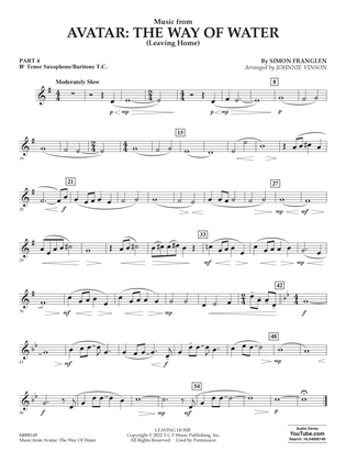 Music from Avatar: The Way Of Water (Leaving Home) (arr. Vinson) - Pt.4 - Bb Tenor Sax/Bar. T.C.