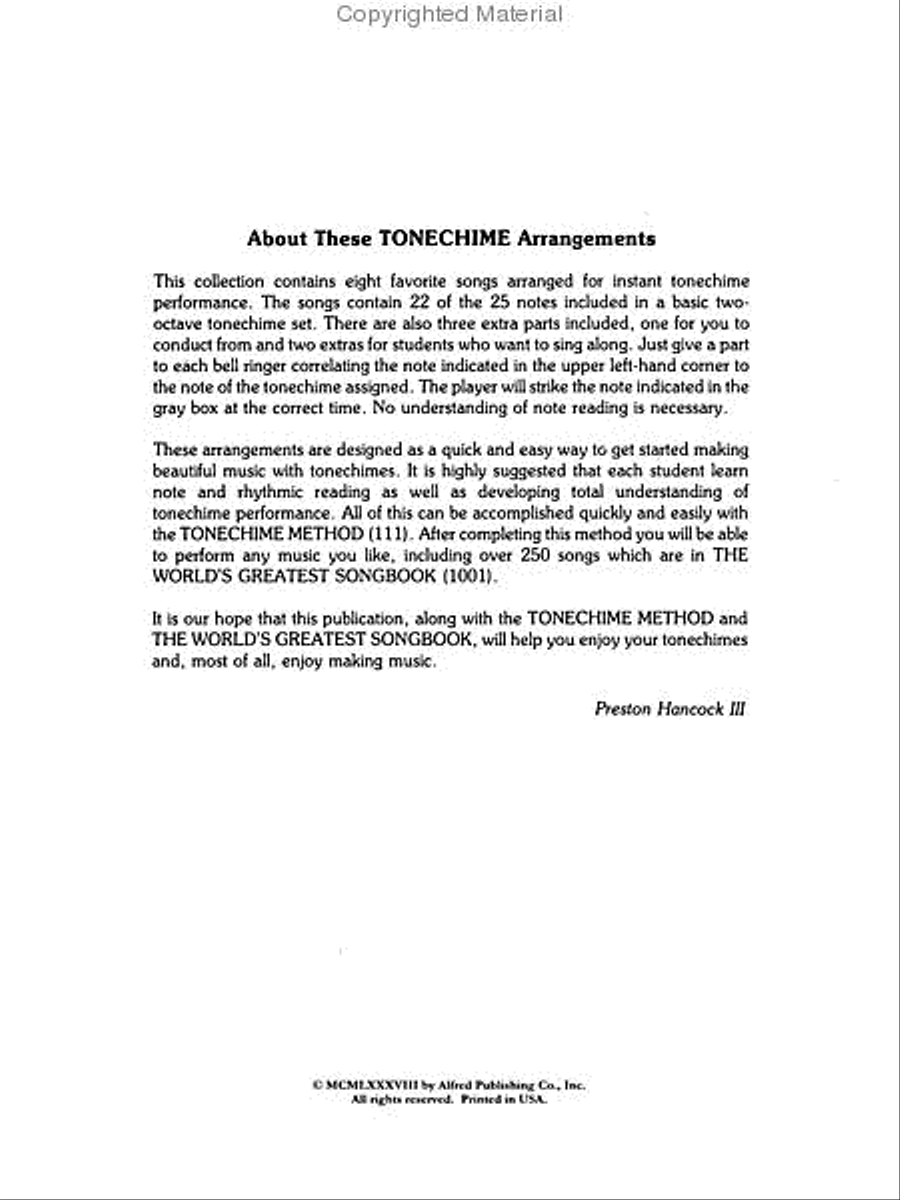 Alfred's Very First Tonechime Arrangements Handbell Choir scores gallery preview page 6
