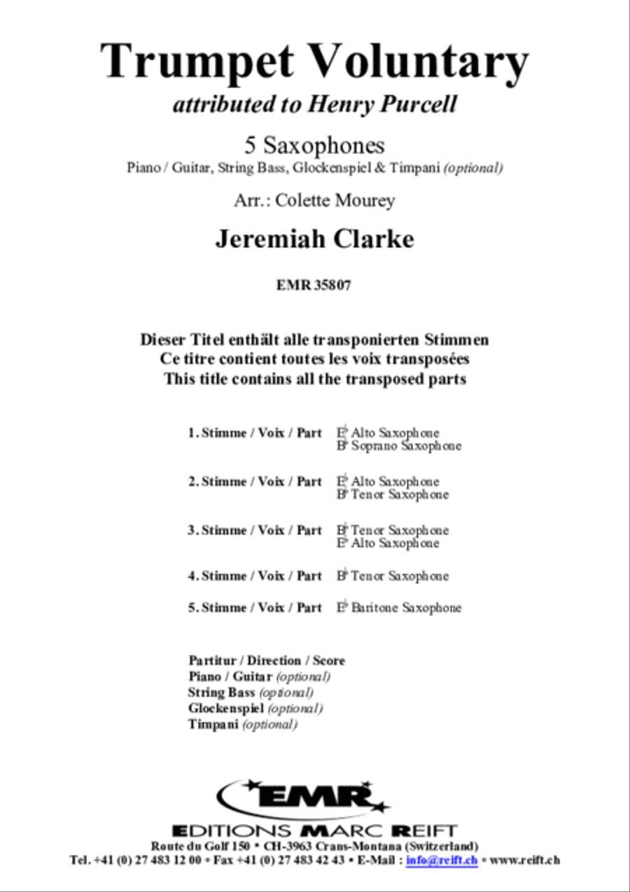Trumpet Voluntary Trumpet Voluntary Saxophone Ensemble scores gallery preview page 2