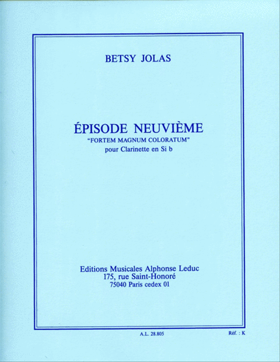 Jolas Episode Neuvieme Fortem Magnum Coloratum Clarinet Book Clarinet Solo scores gallery preview page 1