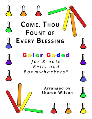 Book cover for Come, Thou Fount of Every Blessing (for 8-note Bells and Boomwhackers® with Color Coded Notes)