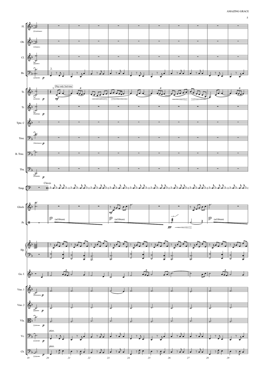 AMAZING GRACE for BAGPIPE and ORCHESTRA Full Orchestra scores gallery preview page 5