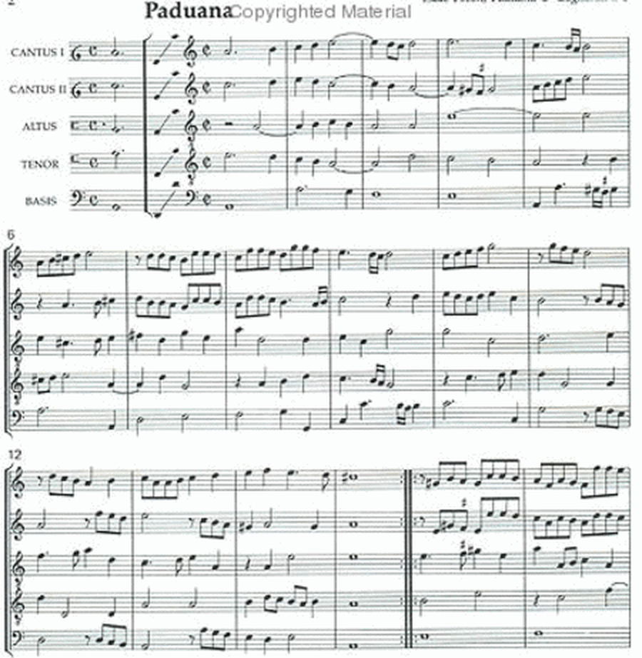 Paduana And Gagliarda - 5 Scores