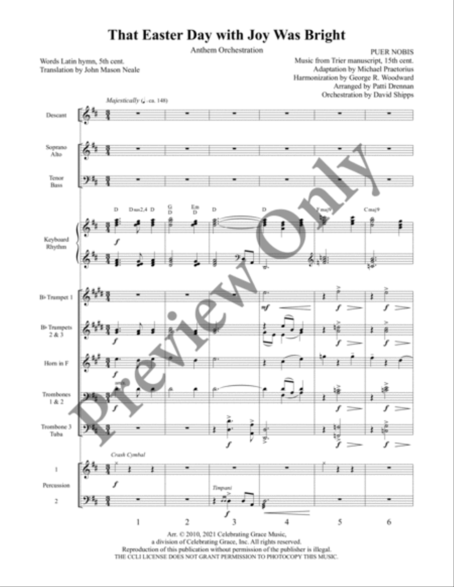 That Easter Day with Joy Was Bright (Orchestration) 4-Part scores gallery preview page 2