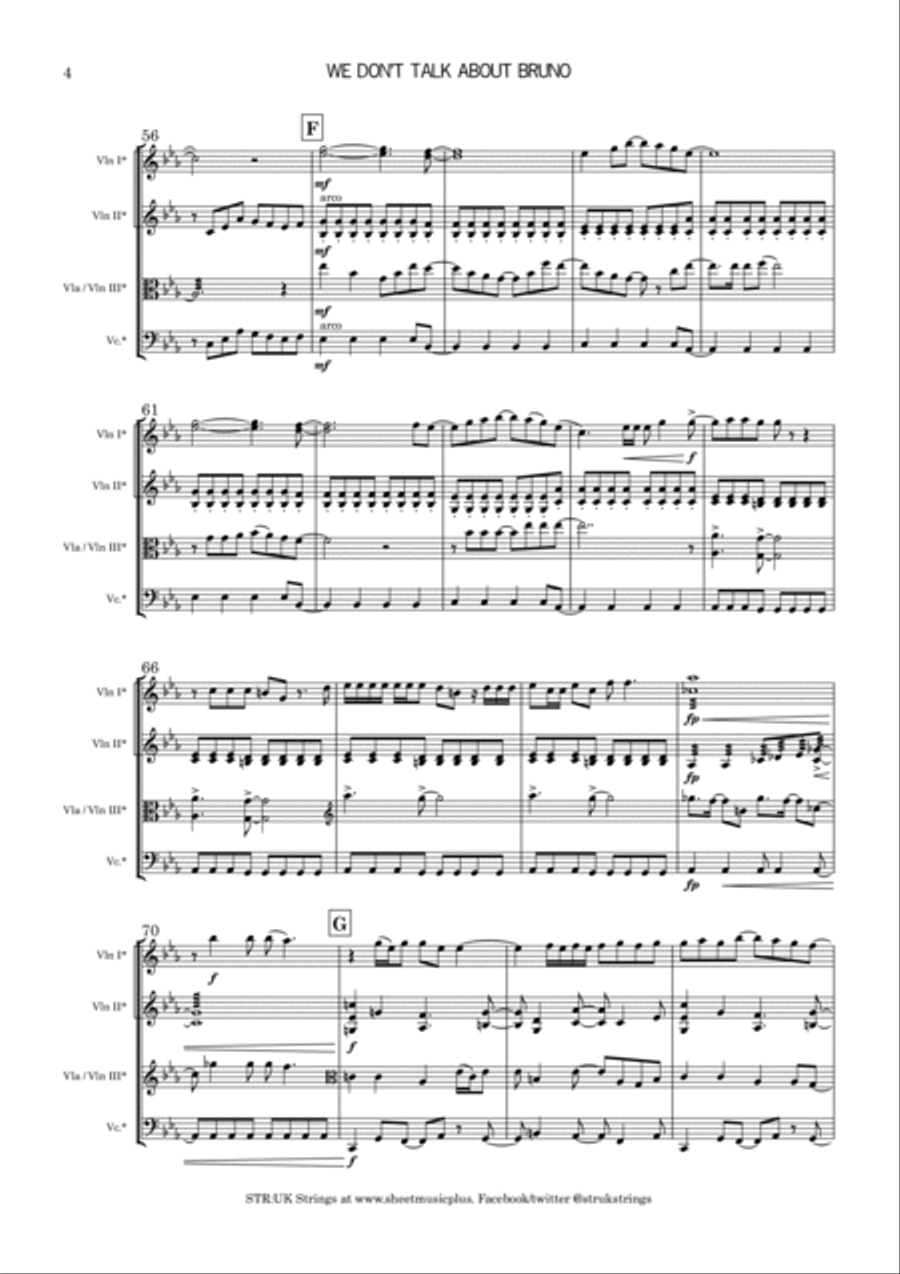 We Don't Talk About Bruno String Quartet scores gallery preview page 5