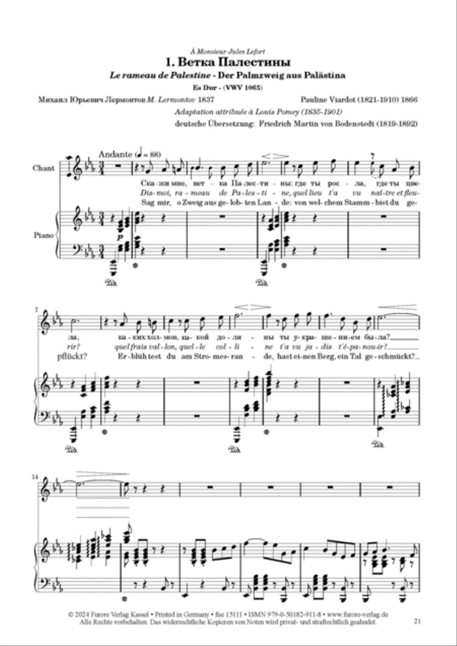 Pauline Viardot singt russische Gedichte (Pauline Viardot sings russian songs) Vol. 1 Voice Solo scores gallery preview page 2