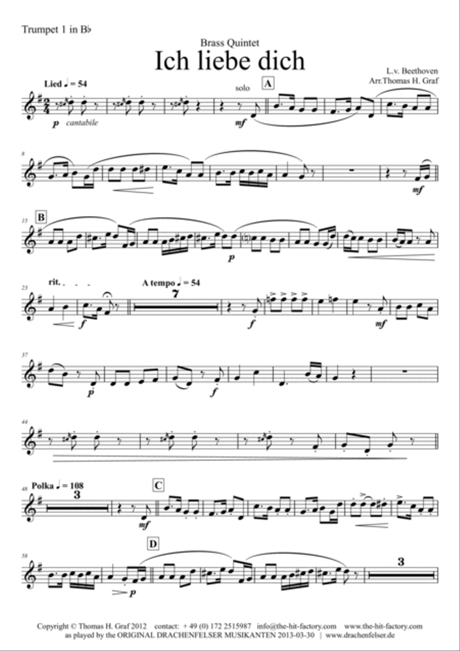 Ich liebe dich - Beethoven goes Polka - Brass Quintet Brass Quintet scores gallery preview page 4