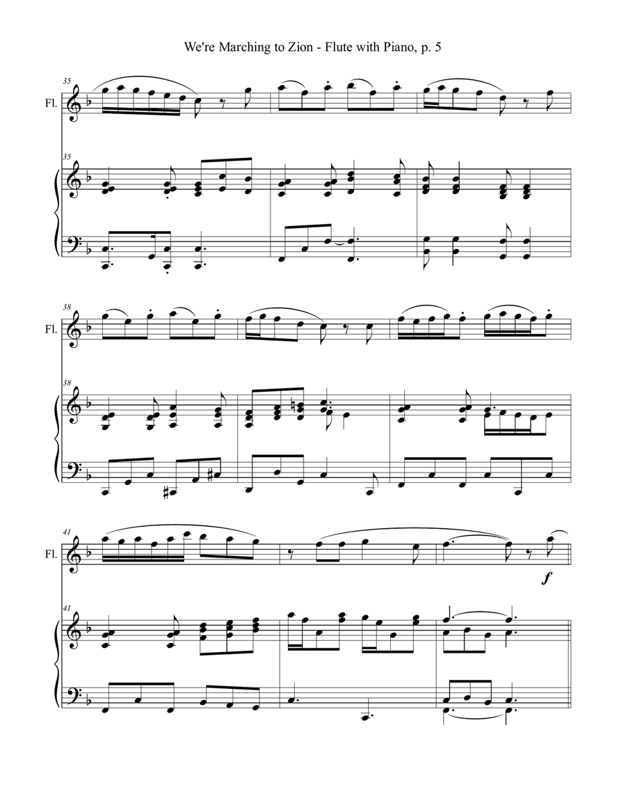WE'RE MARCHING TO ZION (Duet – Flute & Piano with Score/Part) Flute Solo scores gallery preview page 6
