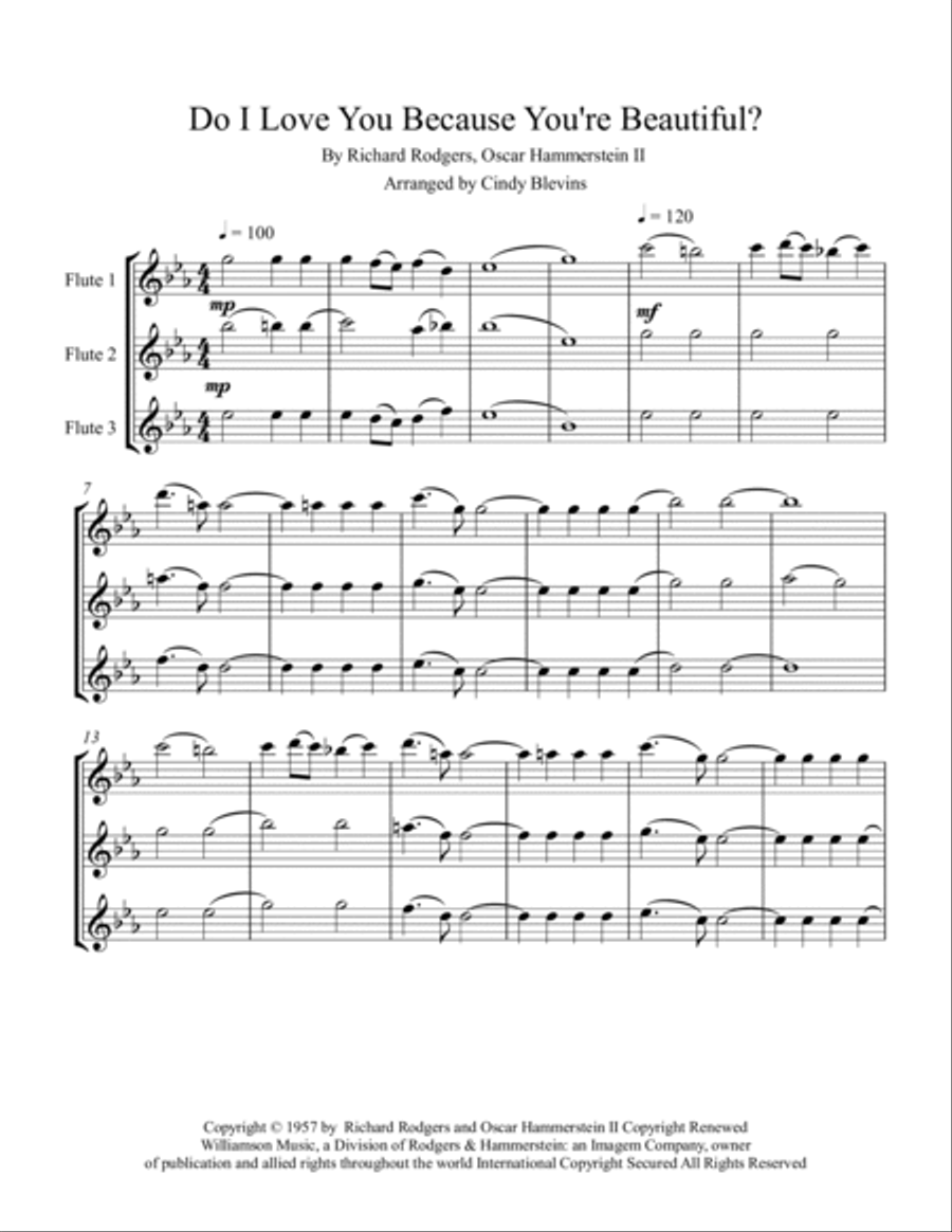Do I Love You Because You're Beautiful? Flute Trio scores gallery preview page 2