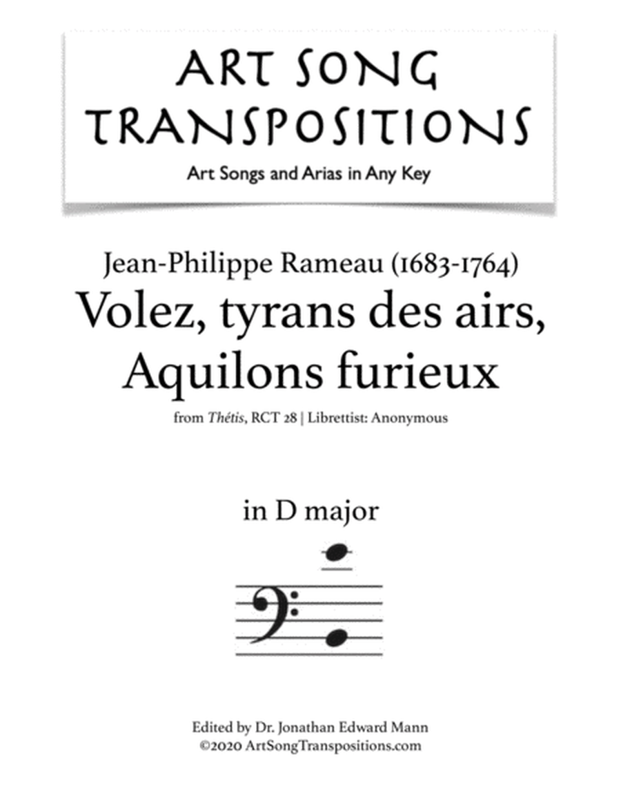 RAMEAU: Volez, tyrans des airs, Aquilons furieux (transposed to D major)