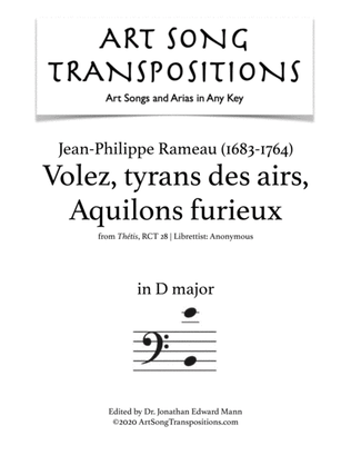 Book cover for RAMEAU: Volez, tyrans des airs, Aquilons furieux (transposed to D major)
