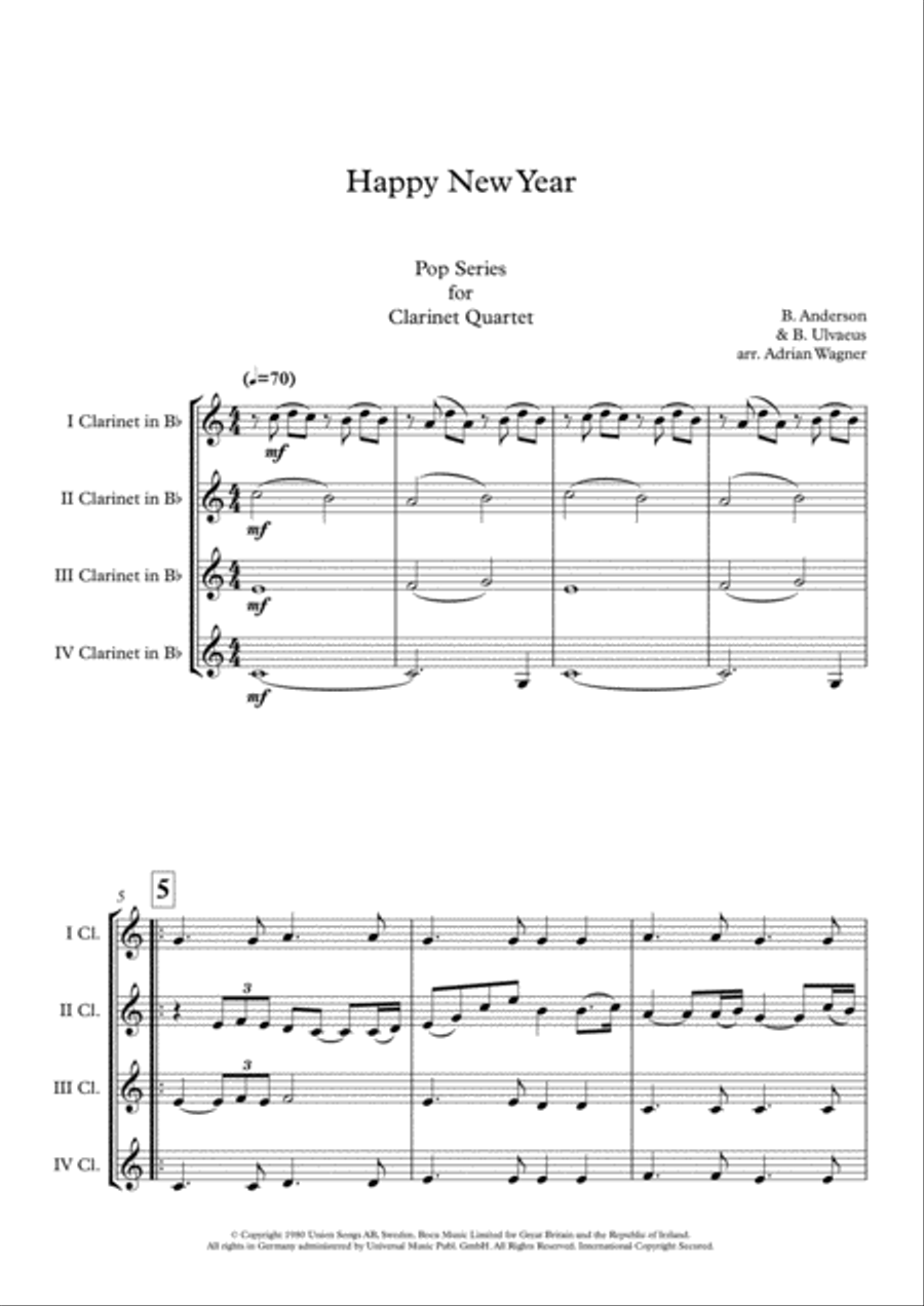 Happy New Year Happy New Year Clarinet Quartet scores gallery preview page 3