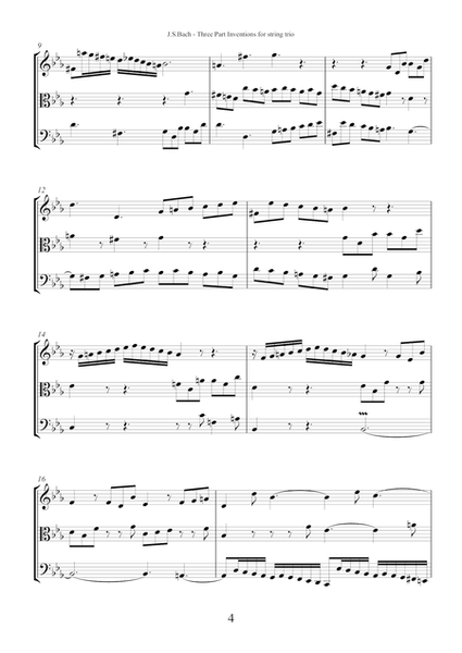Three Part Inventions (Sinfonias) by Johann Sebastian Bach, transcription for string trio