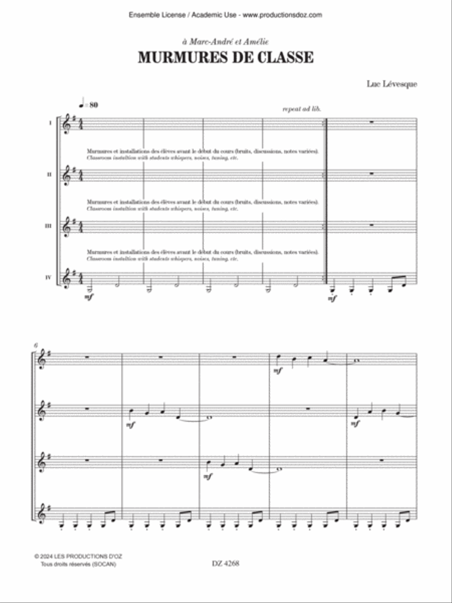 Murmures de classe Guitar Ensemble scores gallery preview page 3