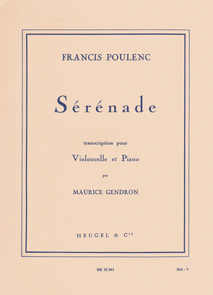 Book cover for Serenade, Transcribed For Cello And Piano By Maurice Gendron