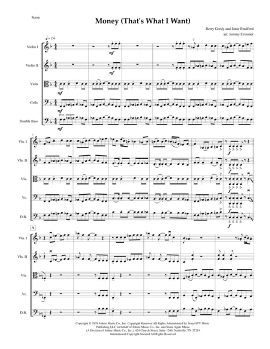 Money (that's What I Want) String Quartet scores gallery preview page 3