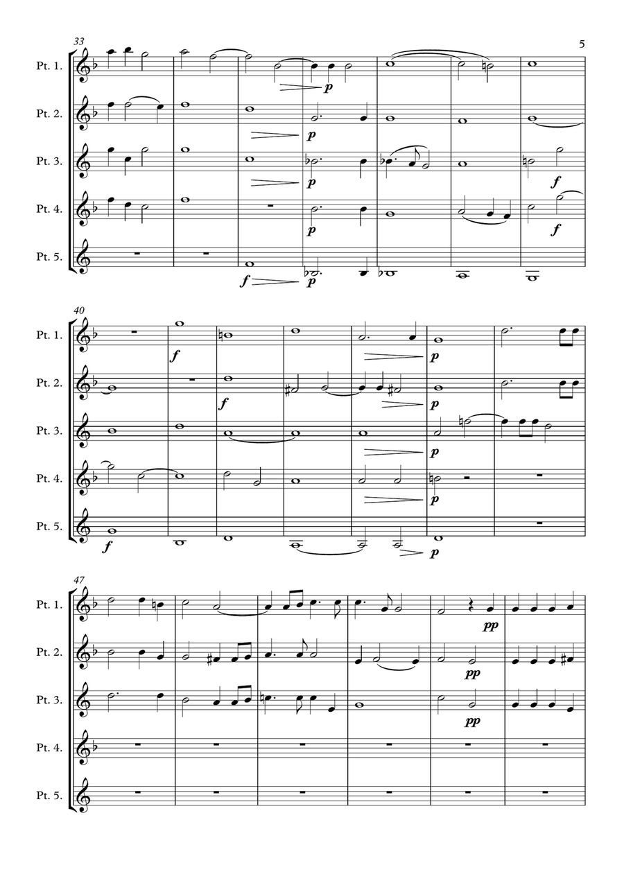 Monteverdi - The Fifth Book of Madrigals (1605) - 4. Ecco Silvio Brass Ensemble scores gallery preview page 5