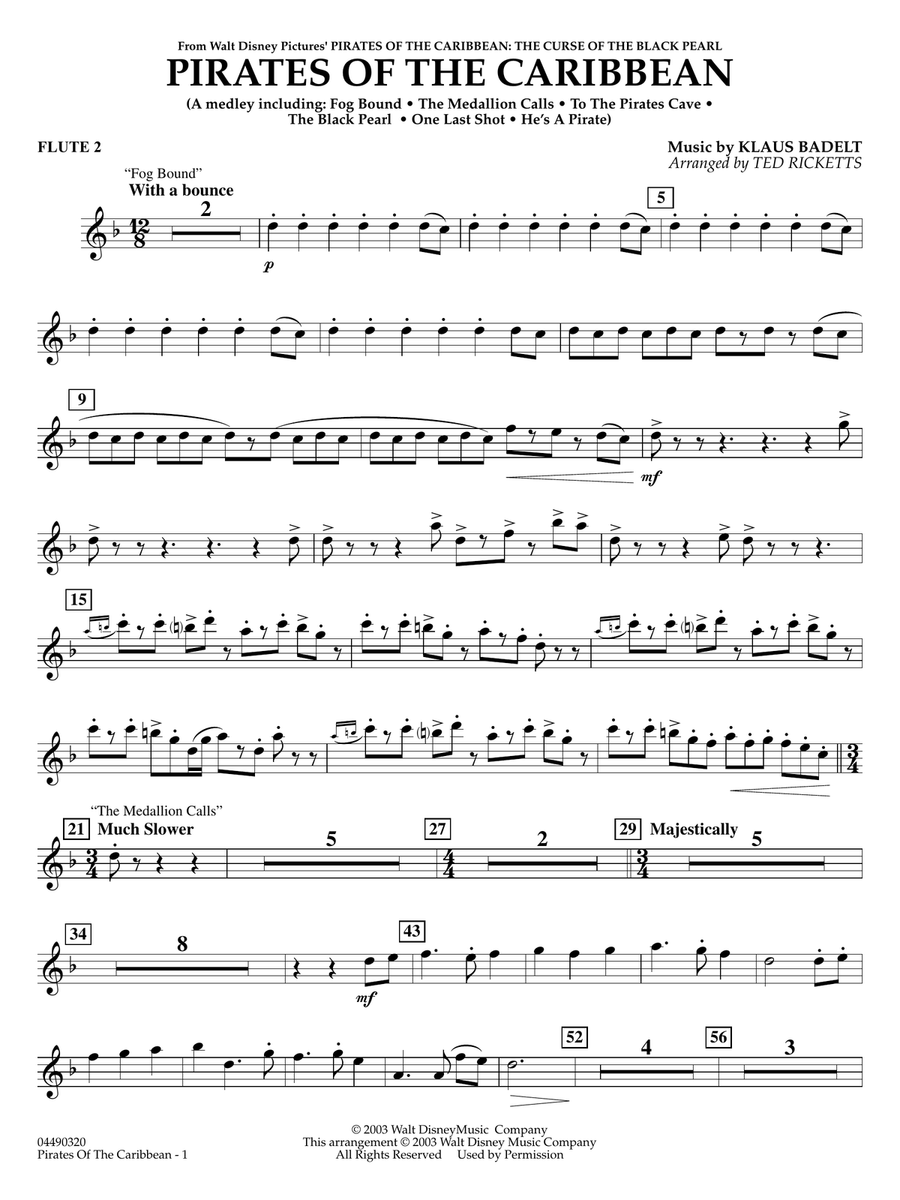 Pirates of the Caribbean (arr. Ted Ricketts) - Flute 2