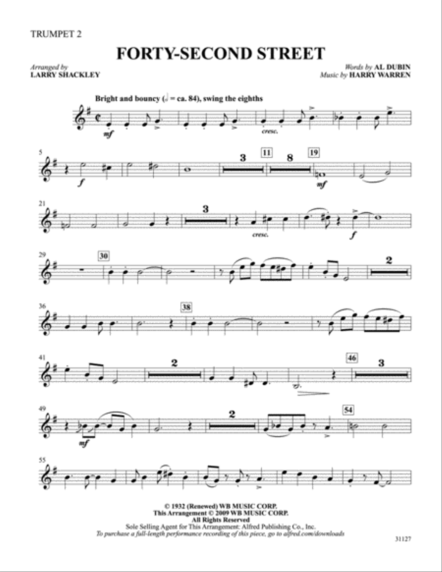 Forty-Second Street (from the musical Forty-Second Street): 2nd B-flat Trumpet B-Flat Trumpet scores gallery preview page 1