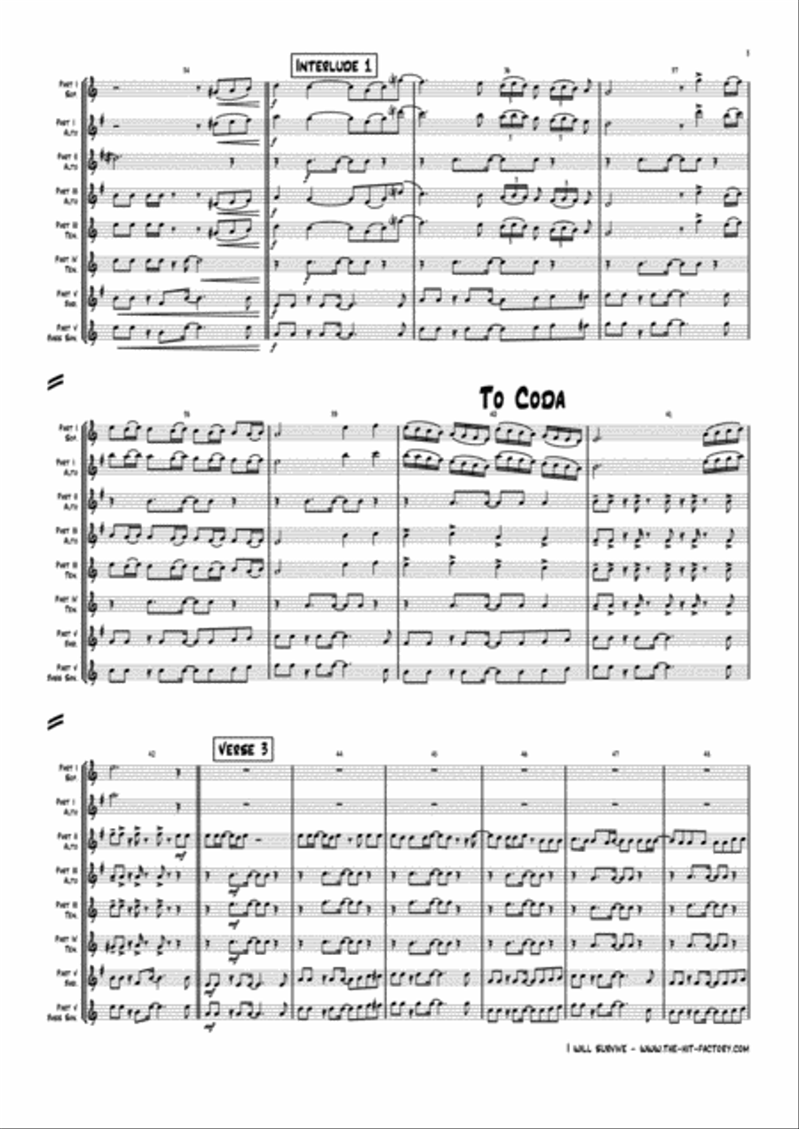I Will Survive Saxophone Quintet scores gallery preview page 4