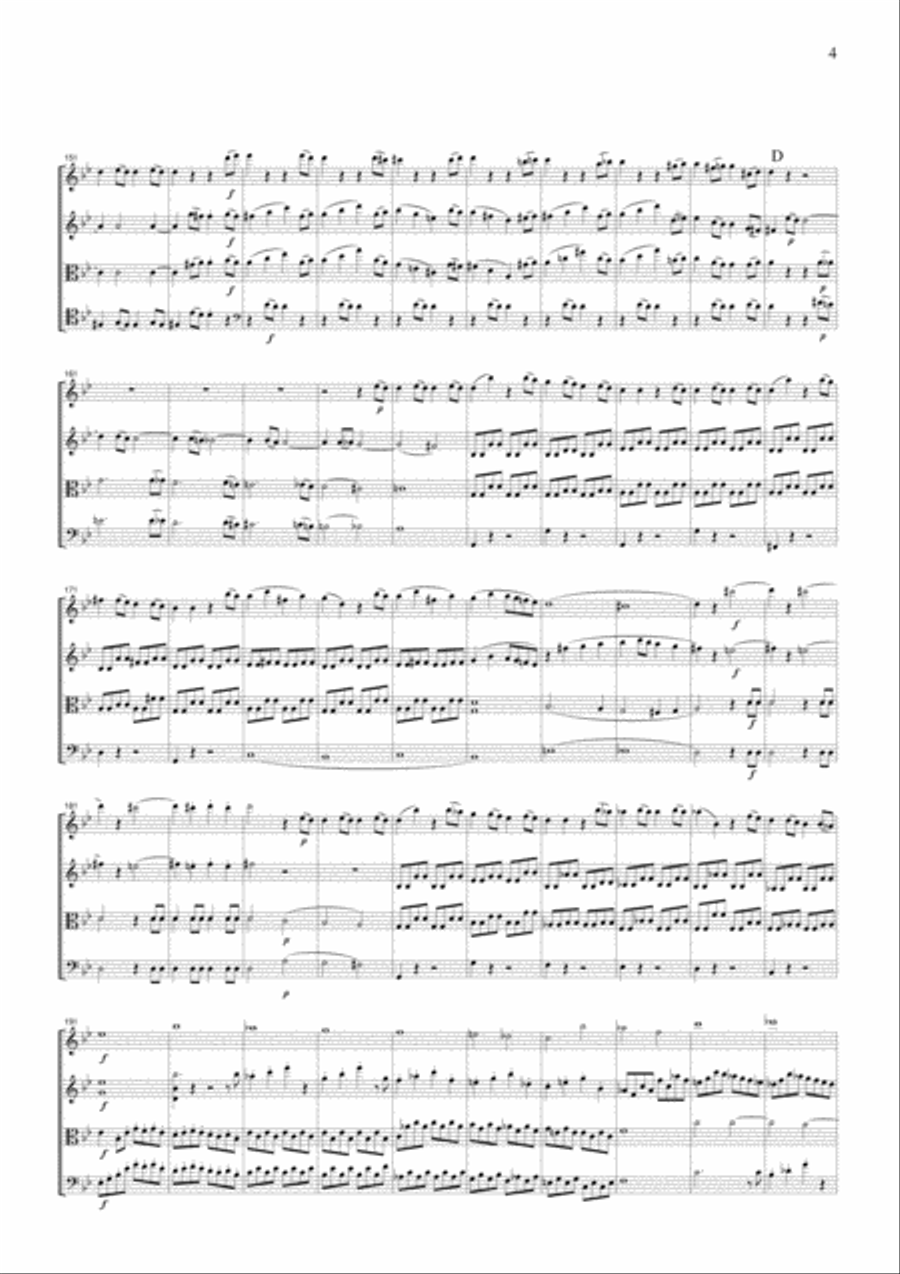 Mozart Symphony No.40, 1st mvt., for string quartet, CM001 String Quartet scores gallery preview page 4