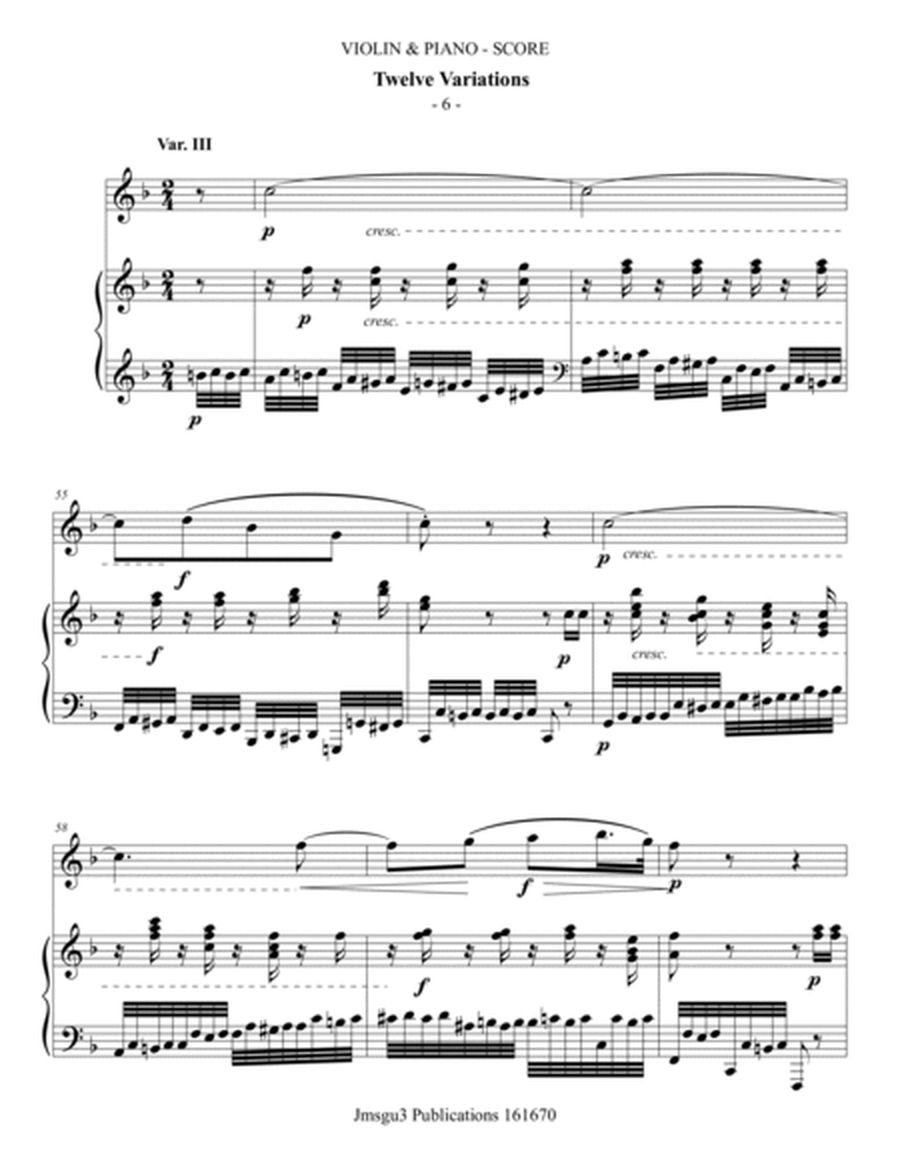 Beethoven: Twelve Variations Op. 66 for Violin and Piano image number null