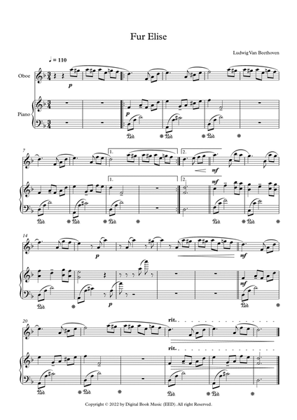 Fur Elise - Ludwig Van Beethoven (Oboe + Piano) image number null