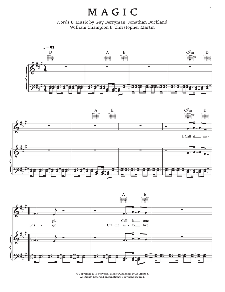 Magic Piano, Vocal, Guitar scores gallery preview page 1