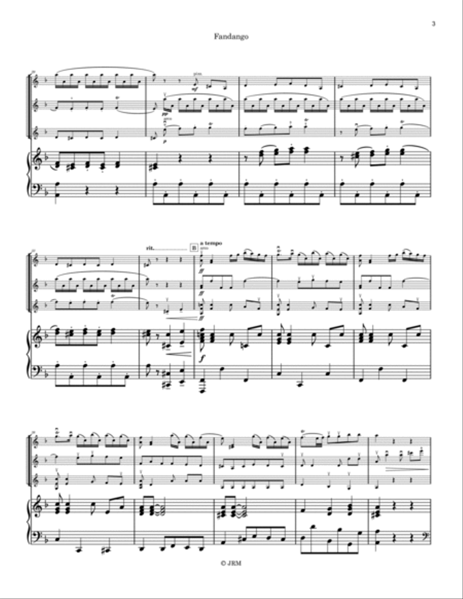 Fandango, finale from Guitar Quintet in D major (flex instrumentation, violins) Guitar Ensemble scores gallery preview page 6