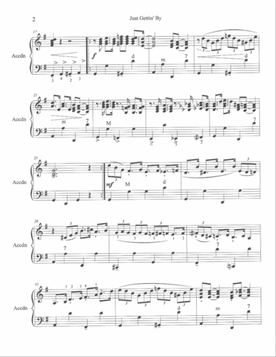 Just Gettin' By -- Accordion solo Accordion scores gallery preview page 3