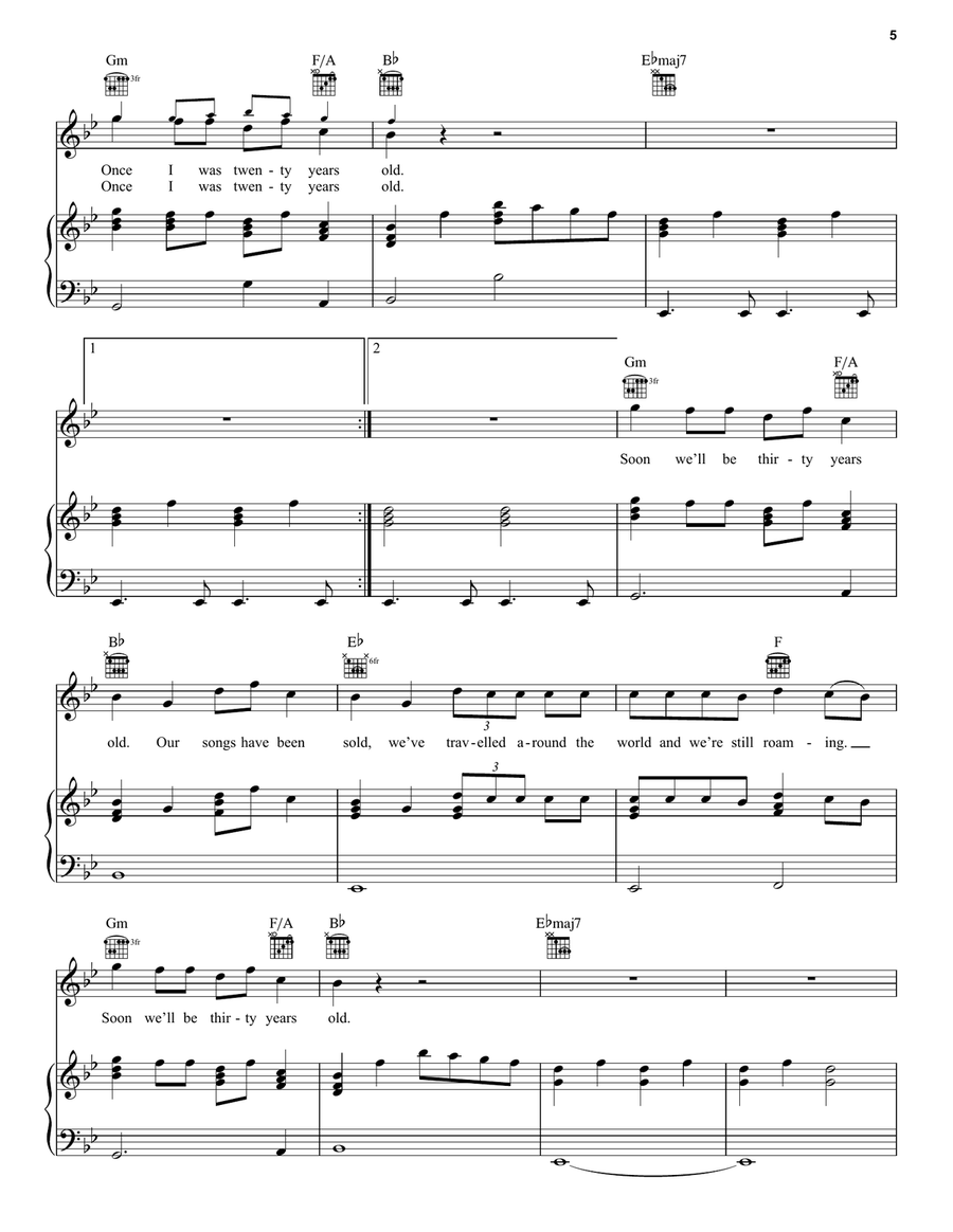 7 Years Piano, Vocal, Guitar scores gallery preview page 5