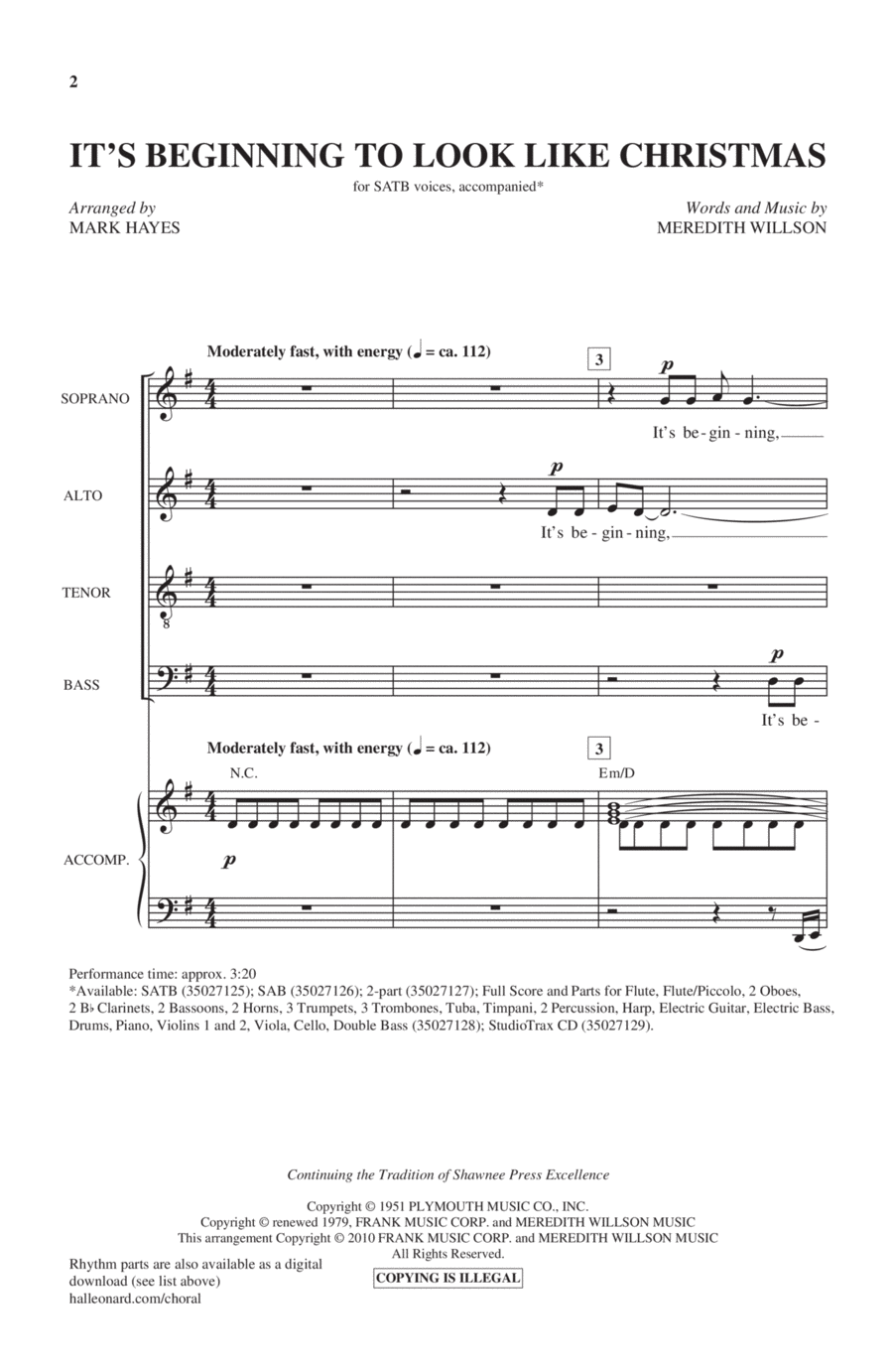 It's Beginning To Look Like Christmas (arr. Mark Hayes) 4-Part scores gallery preview page 1