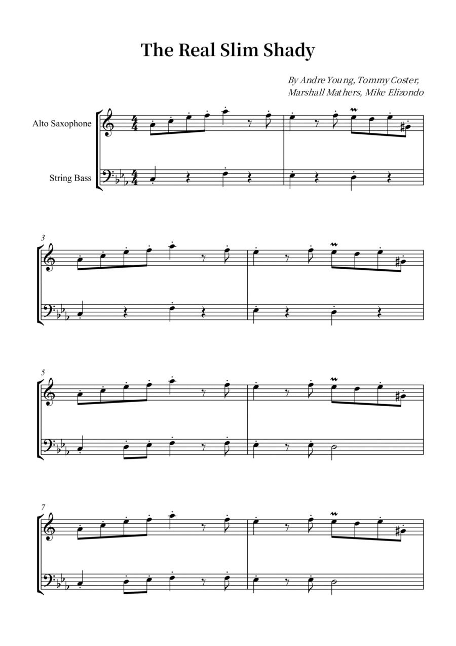 The Real Slim Shady Alto Saxophone scores gallery preview page 1