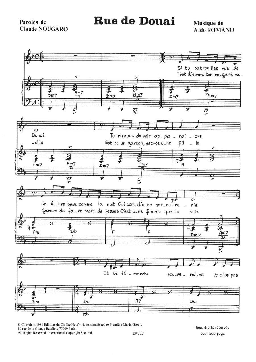 Rue De Douai Rue De Douai Piano, Vocal scores gallery preview page 1
