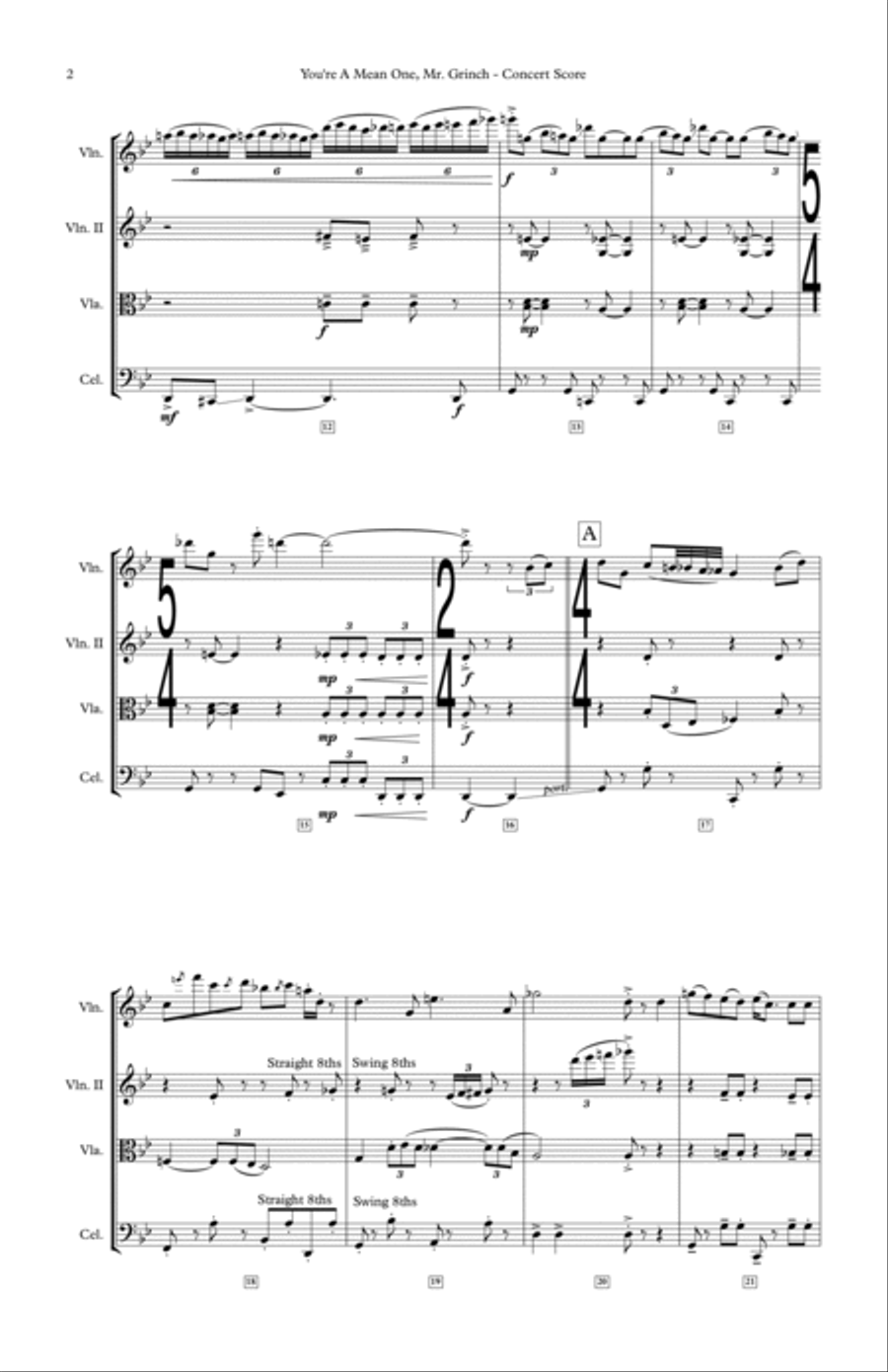 You're A Mean One, Mr. Grinch String Quartet scores gallery preview page 5