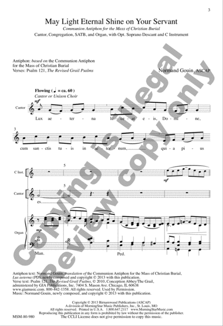 May Light Eternal Shine on Your Servant: Communion Antiphon for the Mass of Christian Burial 4-Part scores gallery preview page 3