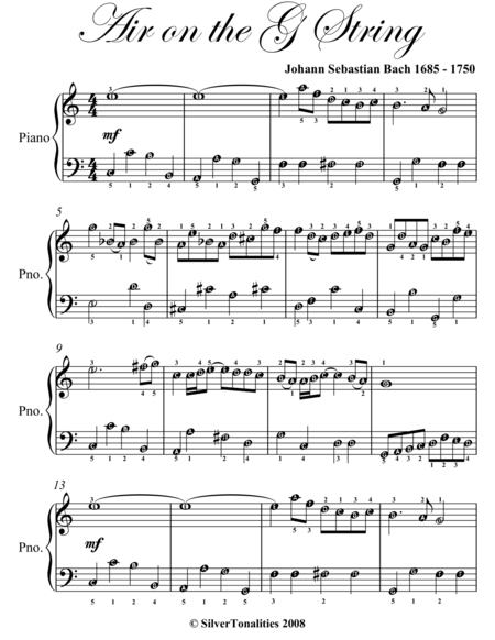 Air on the G String Easy Piano Sheet Music