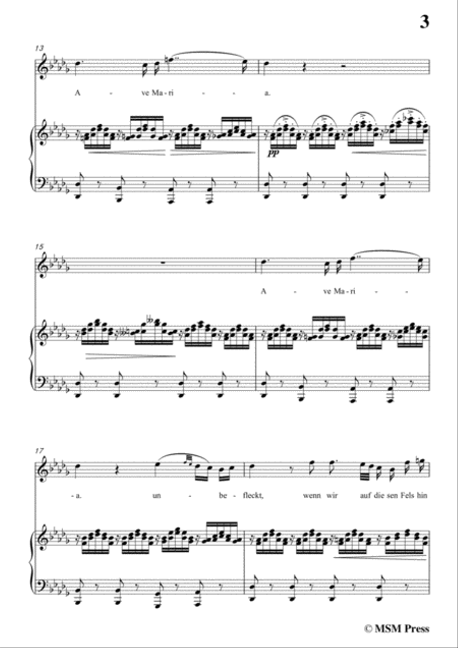 Schubert-Ave maria in D flat Major,for voice and piano Voice Solo scores gallery preview page 5