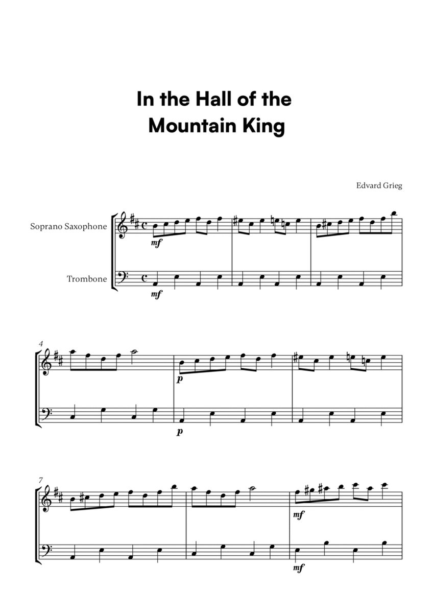 In the Hall of the Mountain King (for Soprano Saxophone and Trombone) image number null