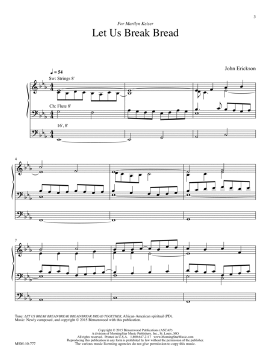 Let Us Break Bread Together Organ scores gallery preview page 1