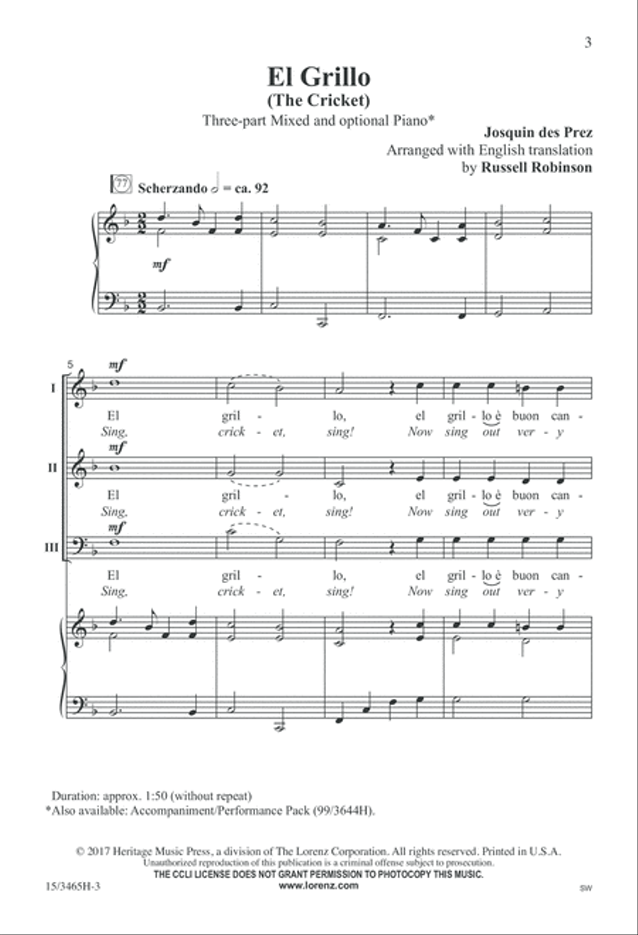 El Grillo 3-Part scores gallery preview page 3