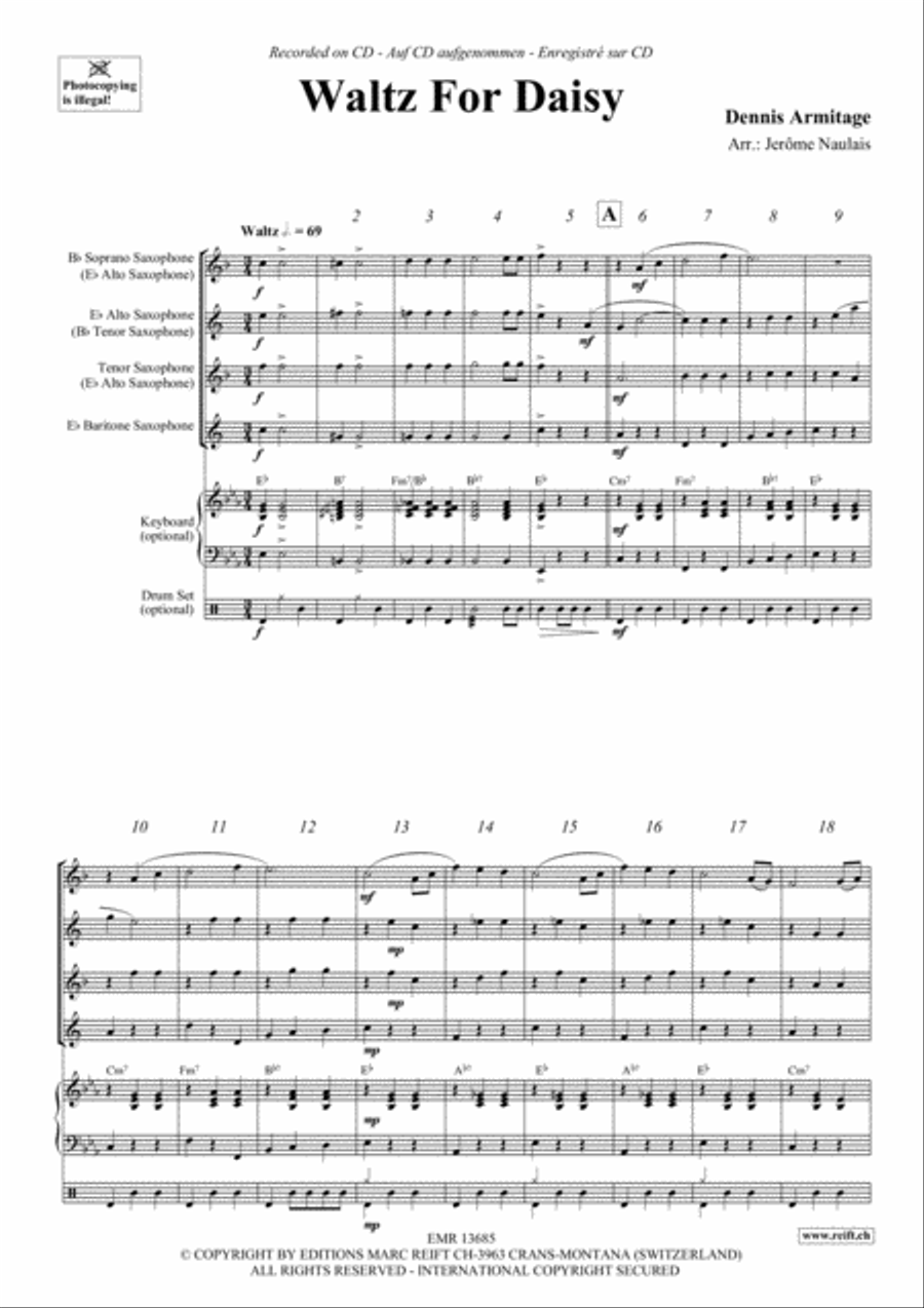 Waltz For Daisy Saxophone Quartet scores gallery preview page 3