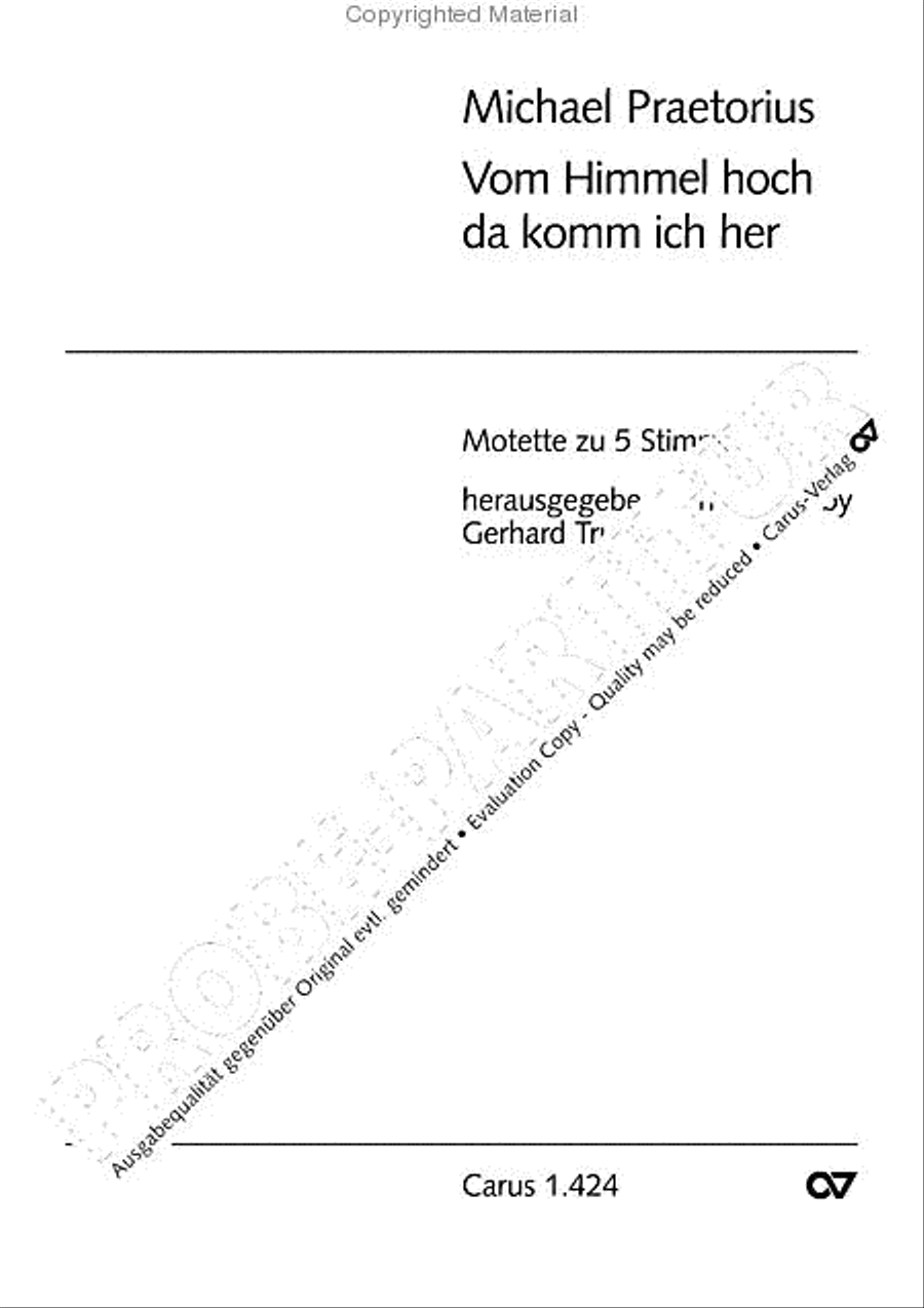 From heav'n above to earth I come (Vom Himmel hoch, da komm ich her) SSATB scores gallery preview page 2