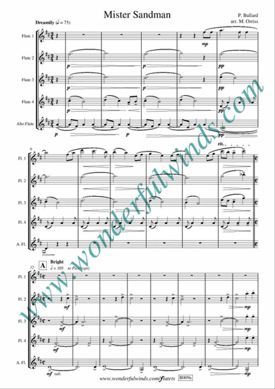 Mister Sandman Mister Sandman Flute scores gallery preview page 2