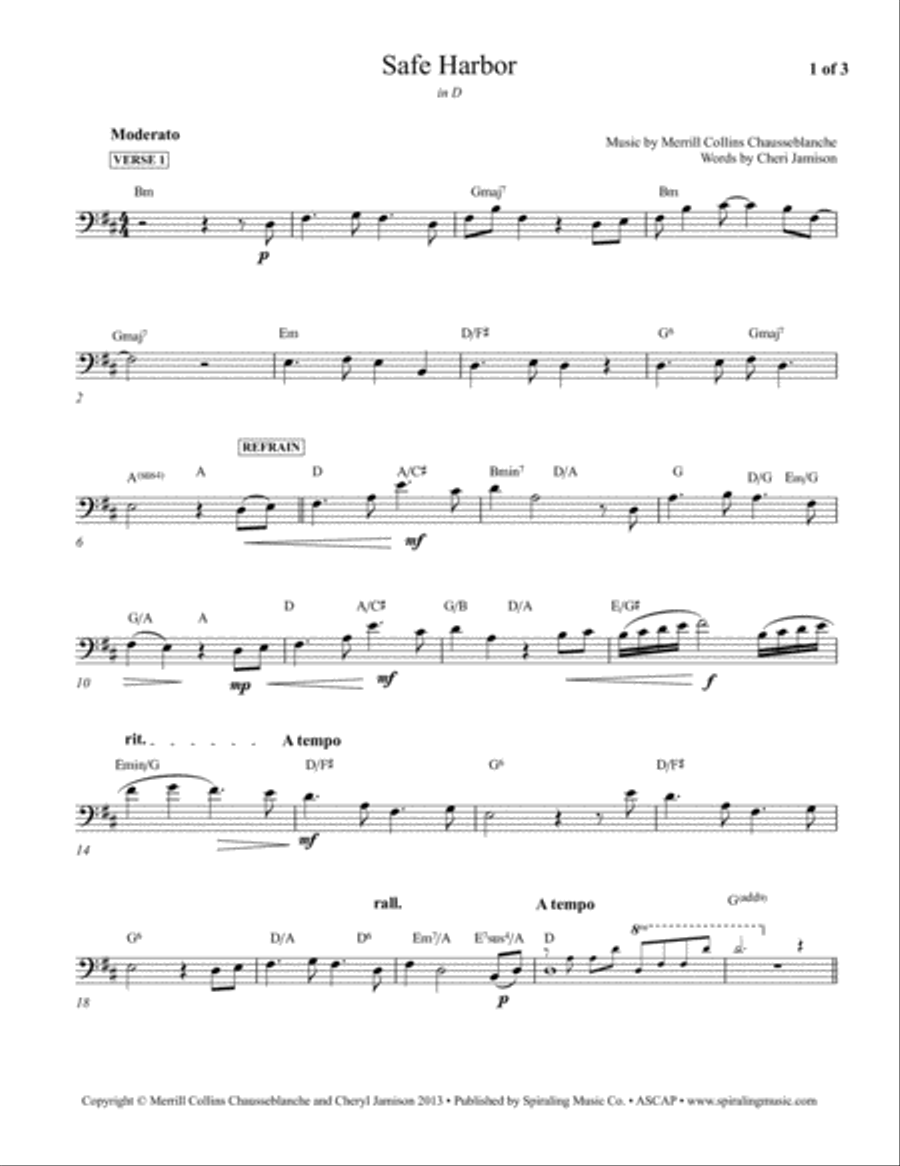 Safe Harbor in D , 'Cello Cello Solo scores gallery preview page 1