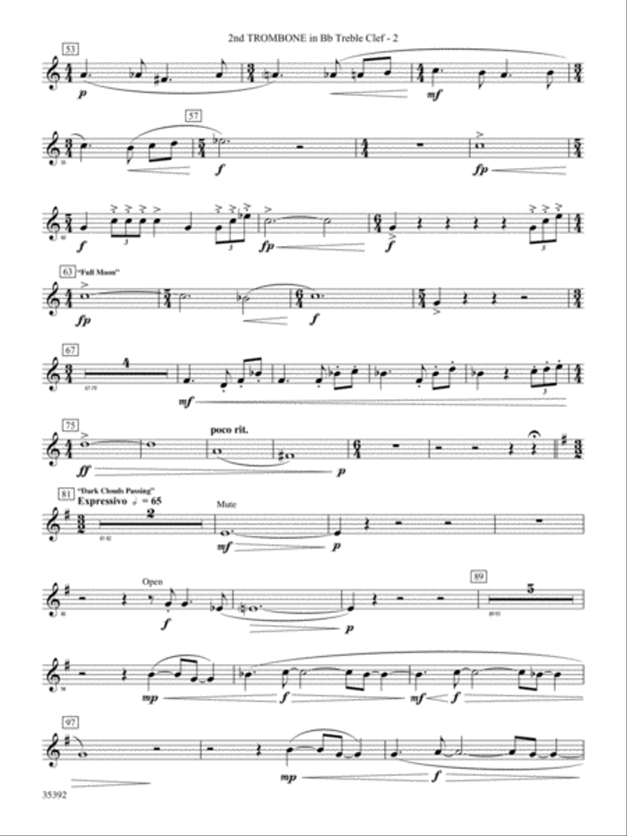 Moon Phases 81: (World Part) 2nd B-flat Trombone T.C. Concert Band scores gallery preview page 2