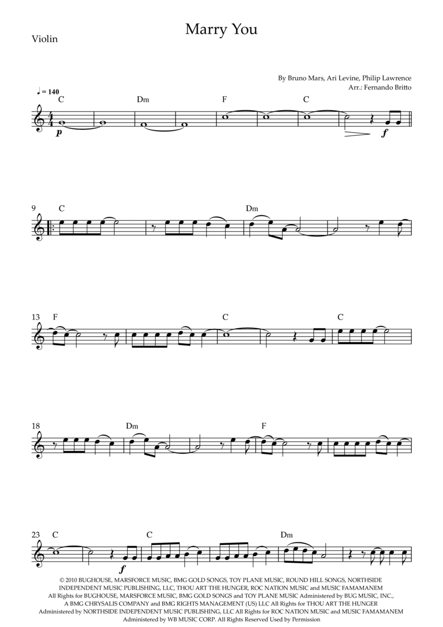 Marry You Violin Solo scores gallery preview page 1