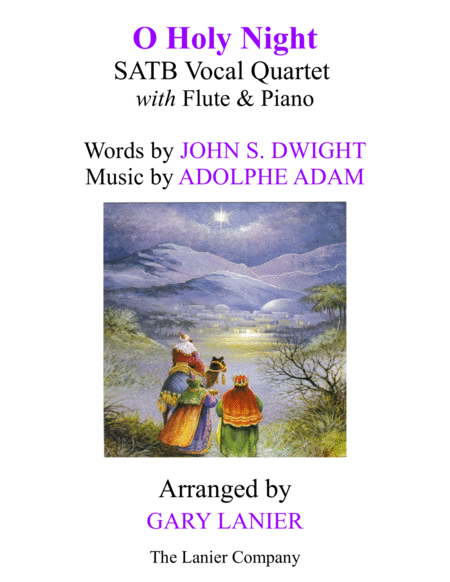 O HOLY NIGHT (SATB Vocal Quartet with Flute & Piano - Score & Parts included) image number null
