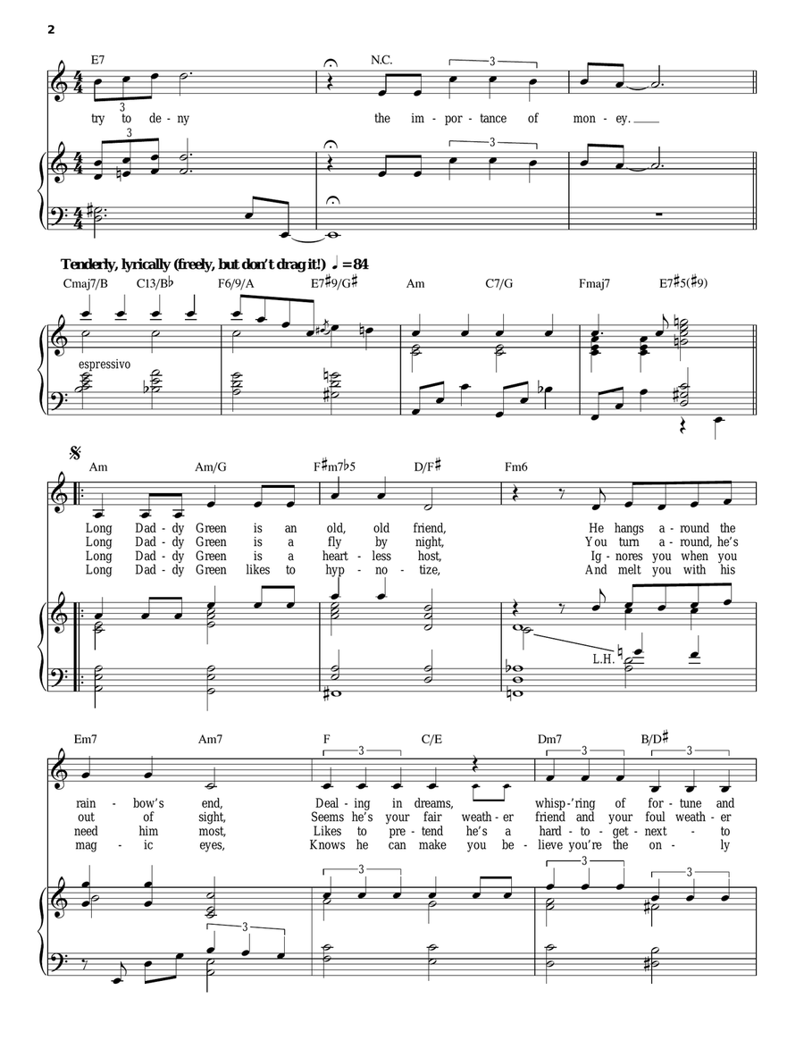 Long Daddy Green Piano, Vocal, Guitar scores gallery preview page 2