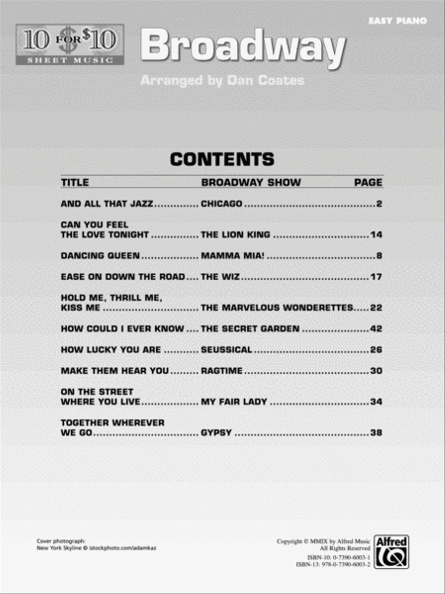 10 for 10 Sheet Music Broadway Easy Piano scores gallery preview page 2